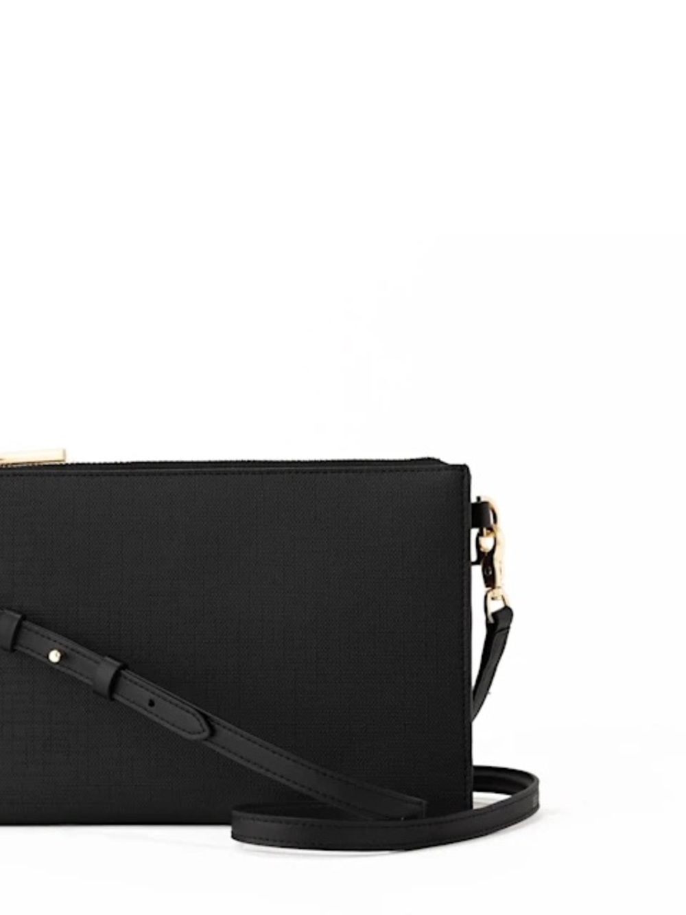 DAGNE Dover Black Leather Wristlet Clutch with Gold Hardware